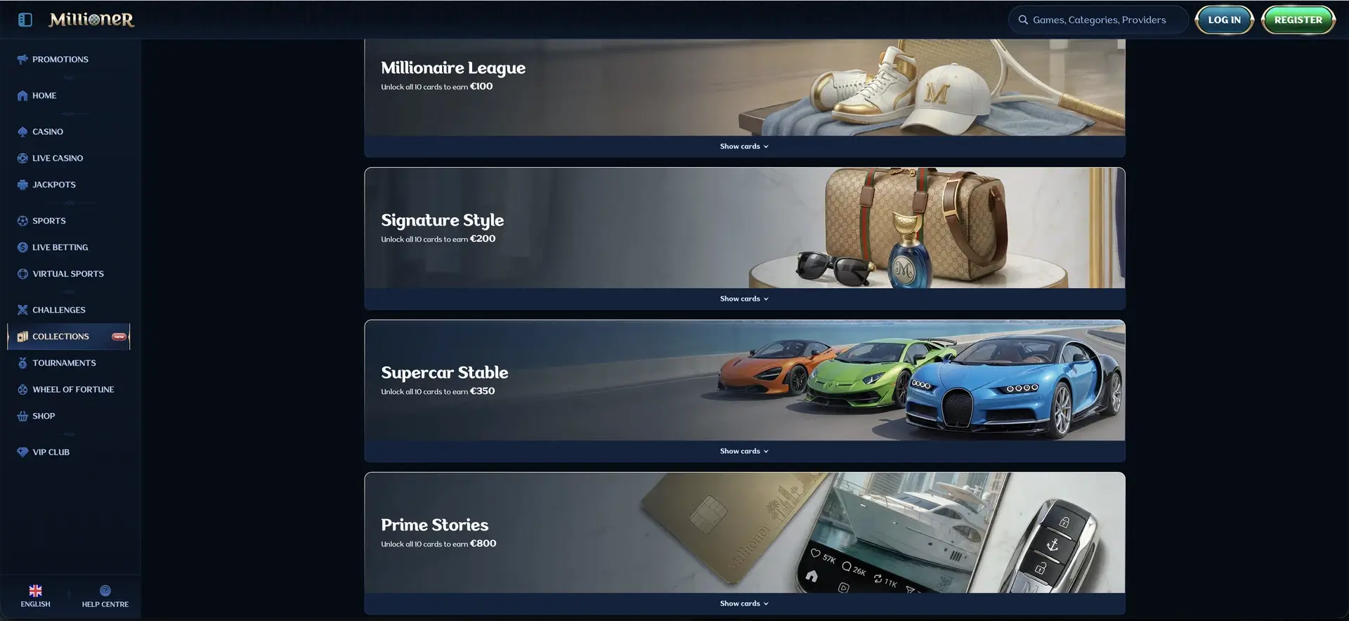 Collections premium de Millioner Casino