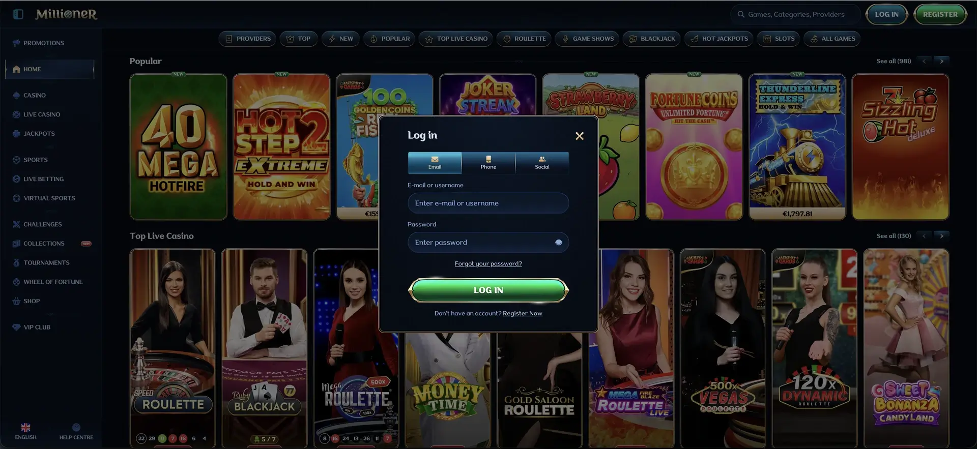 Millioner Casino Connexion en France